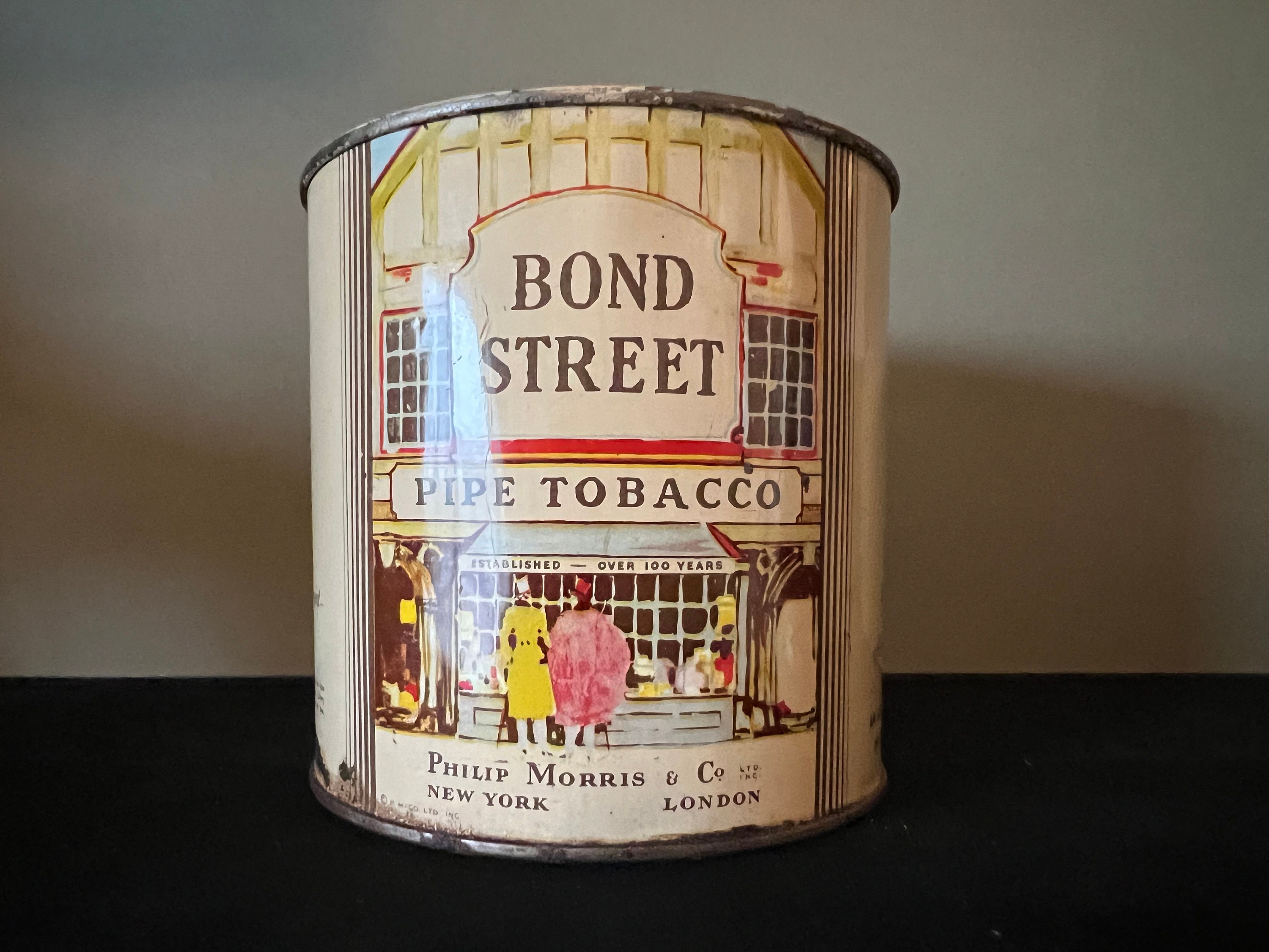 Vintage Bond Street Pipe Tobacco Tin Phillip Morris Virginia Tobacco Retro Man Cave Decor Pipe