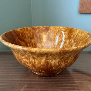 Antique Bennington Rockingham Splatterware Bowl Large Tortoiseshell Earthenware