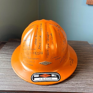 Vintage Aluminum Hard Hat: 1960s Orange McDonald T Safety Helmet
