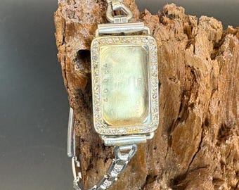 Antique White Gold Tank Watch Case and Bracelet ONLY: Baume & Mercier Jewelry