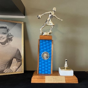 Vintage 1960s Bowling Trophy - Retro Mid Century Sports Den Man Cave Decor
