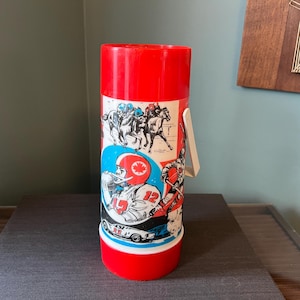 Vintage Aladdin Thermos Retro Sports Themed 1980&#39;s