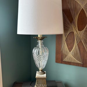 Vintage Hollywood Regency Crystal, Brass & Marble Table Lamp - Ornate Accent Lamp