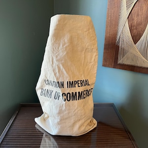 Borsa portasoldi in tela vintage della Canadian Imperial Bank of Commerce - Borsa portasoldi vintage - CIBC Cash Sack Poliziotti e ladri