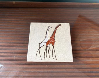 Dekorativa giraffplattor i vintagestil - Semigresplattor från 1960-talet