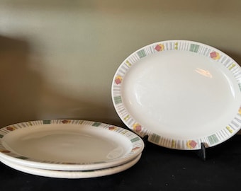 Vintage Armorlite Erica Pattern Oval Diner Plate - Retro Vitrified Stoneware