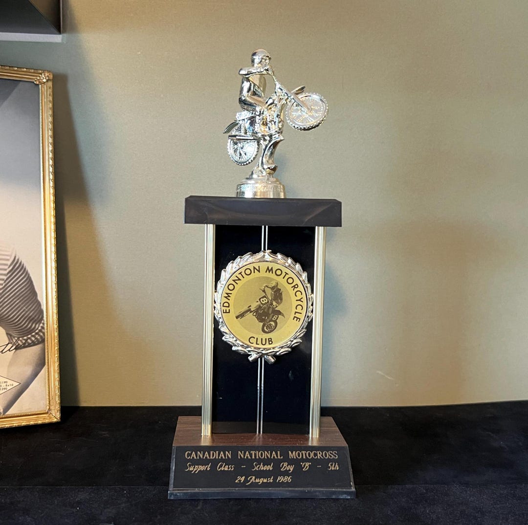 Motorcycle Racer Trophy Vintage Motorcycle Racing Trophy Canadian National Motocross Retro Man ...