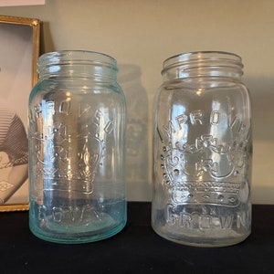 Antique Improved Crown Jar: One Quart Vintage Mason Jar