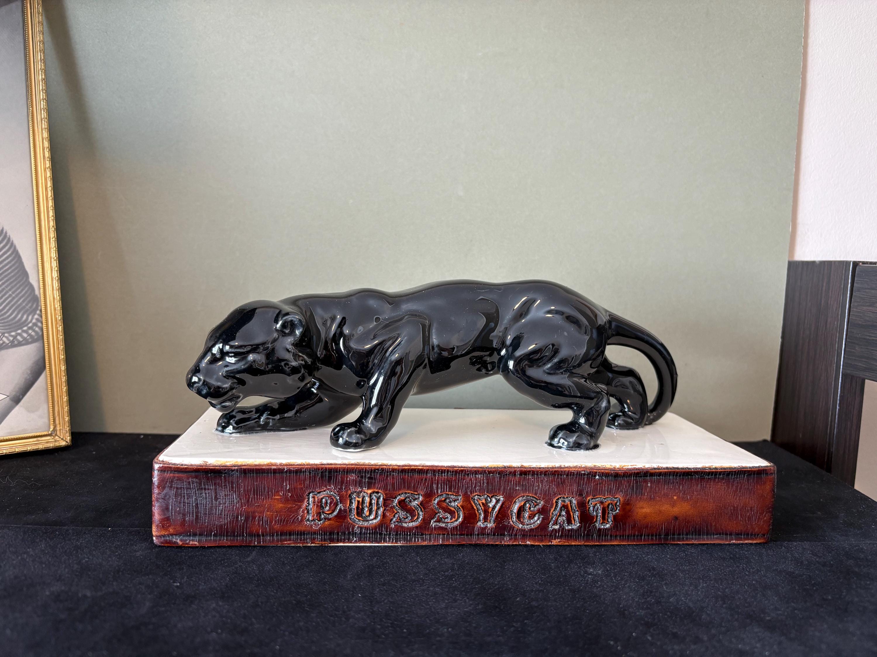 Vintage Black Ceramic Panther - Etsy