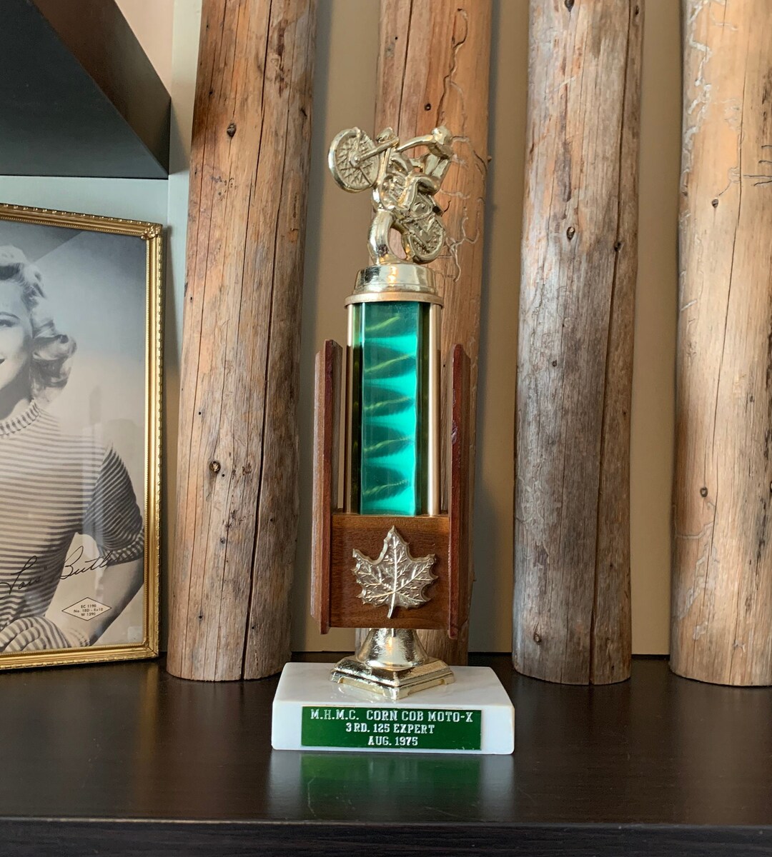 Vintage 1970's Motorcycle Racing Trophy Motocross Corn Cob Motox Retro