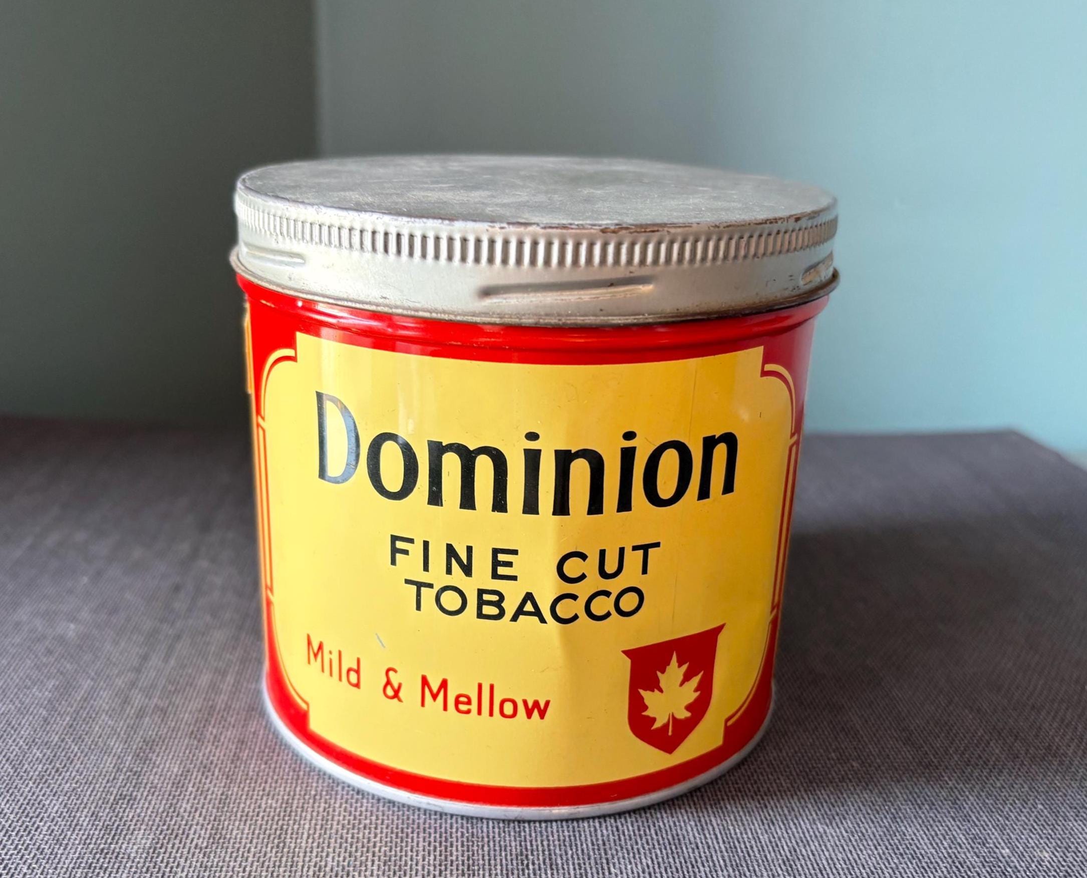 Vintage Dominion Tobacco Tin - Retro Collectible Made in Canada
