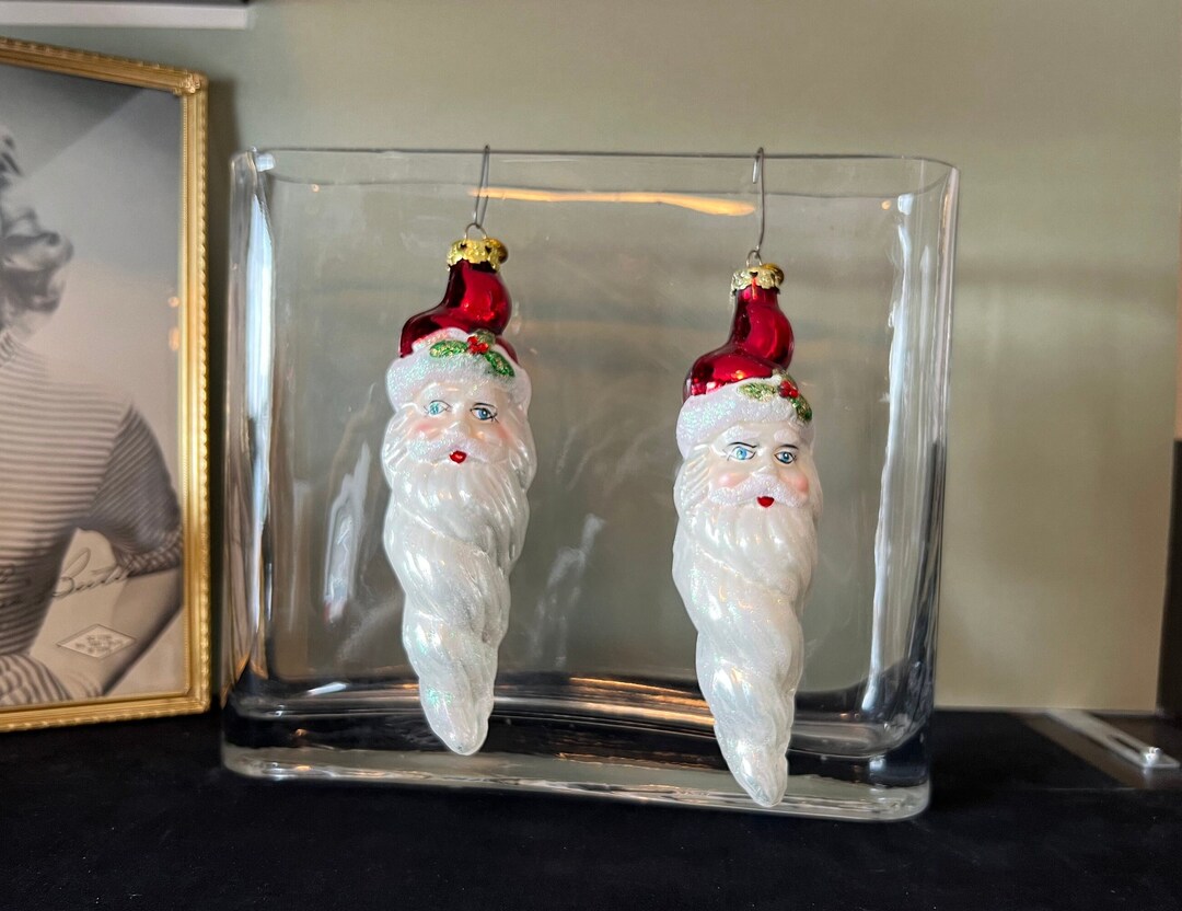 Handpainted Heavy Glass Santa Claus Christmas Ornament - Vintage ...