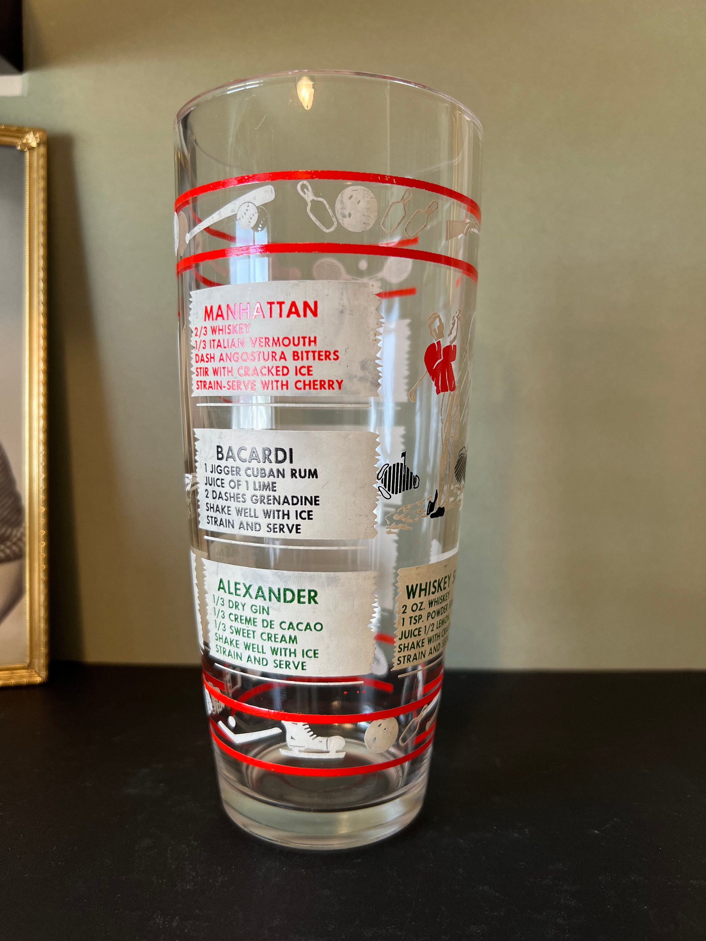 ヴィンテージ レシピ グラス カクテル シェイカー グラスのみ (蓋なし