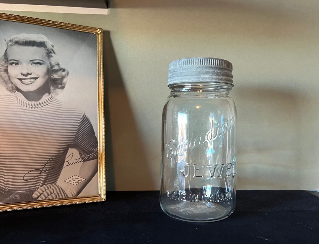 Vintage Canadian Jewel Jar Canning Jar One Quart Litre Mason Jar Retro