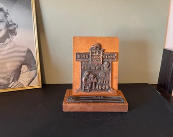 Vintage Boys & Girls Club Fair Award for Art Trophy Bookend 1940s