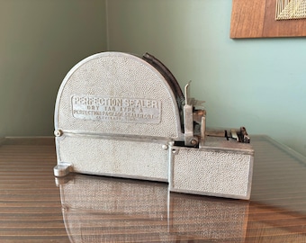 Dispensador de cinta de embalaje vintage, sellador de cinta seca, decoración industrial retro coleccionable para oficina.