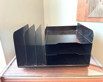 Vintage Steelmaster vertikal och horisontell arkivör: Retro kontorsinredning i svart metall