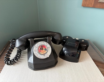 Telefone antigo com campainha remota - Telefone monofone de baquelite da década de 1930