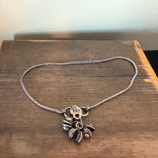 Antique Silver Metal Cat Collar with Bells