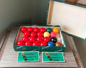 Antique Vintage Toy Mini Table Top Billiards Pool Game, 15 Painted