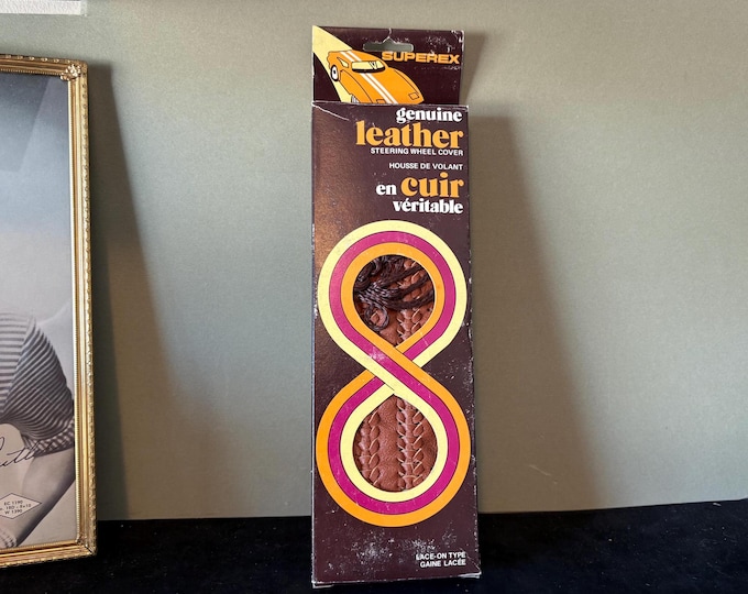 Vintage Leather Steering Wheel Wrap Cover Superex Brown Leather