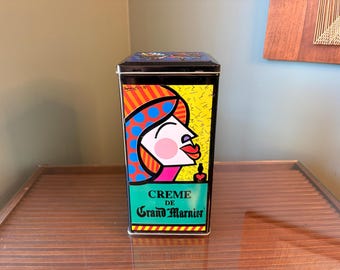 1990s Collectible Romero Britto Grand Marnier Art Tin
