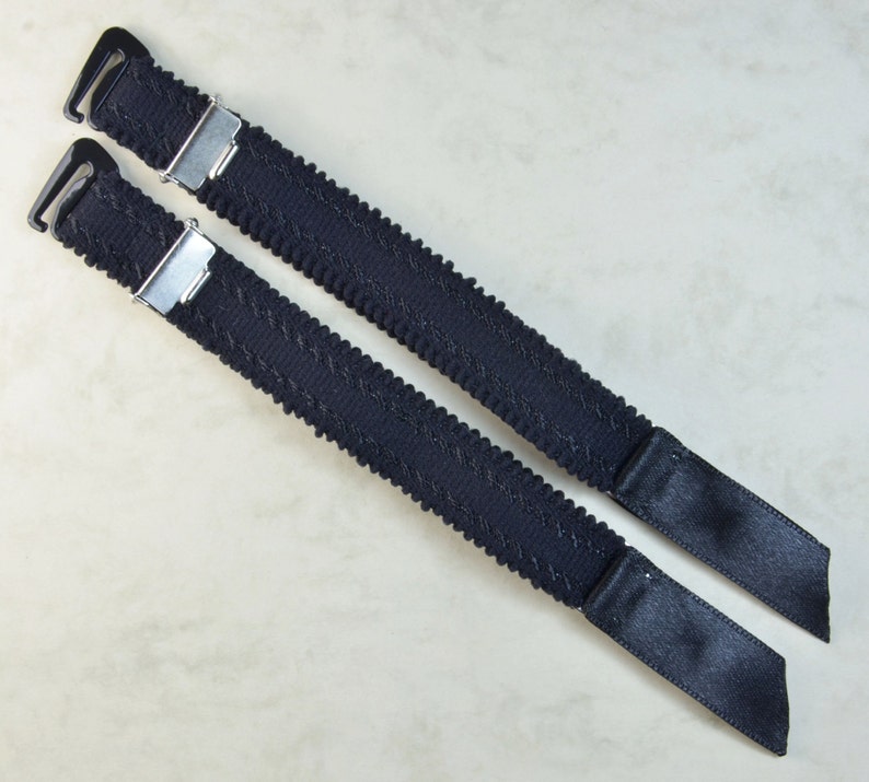13mm with suspenders garter clip and satin ribbon for hooking in black