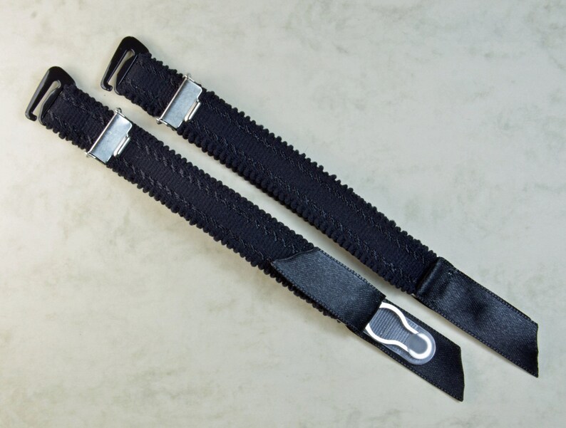 13mm with suspenders garter clip and satin ribbon for hooking in black