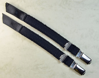 Straps - 2 Strapsbänder 13mm with Strumpfhalter- u suspender clip in black, white and skin.