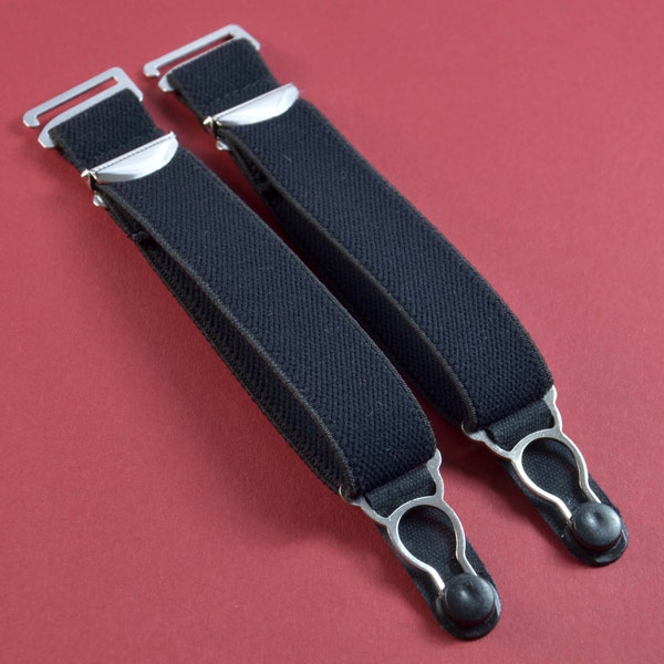 Straps - 2 elastic suspenders 20mm with garter clip for hooking in black, skin and white.