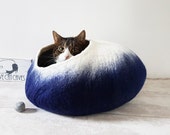 Dark Blue Cat Cave Bed Cat Cave Cat House Pet Bed Cat Lovers Gift with free Ball