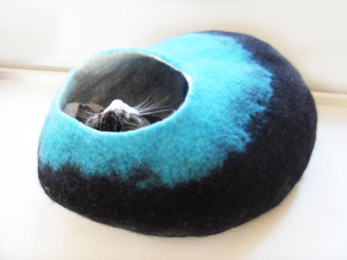 Cat Bed Cat Cave Cat House Felted Wool With FREE Cat Ball Etsy