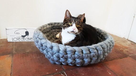 Lit De Chat Chunky Fil Crochet Chat Lit Chat Lit Panier Maison Etsy France