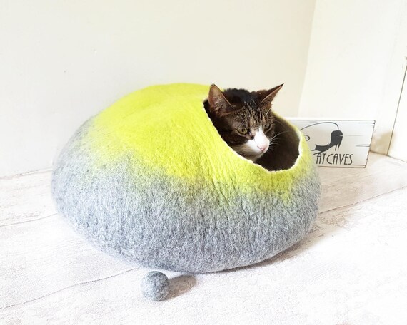 grey cat igloo bed