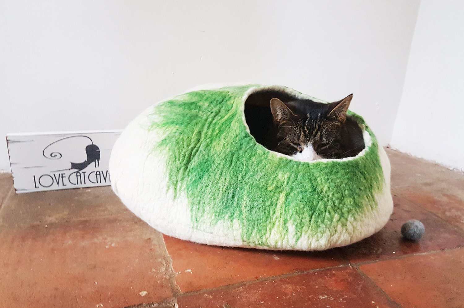 Larger Size Cat Bed Cave Cocoon House Natural Felted Free Etsy