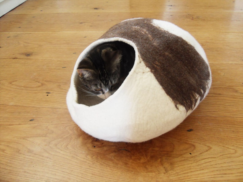 Natural eco friendly Cat Bed cave house Hand Felted Wool ...