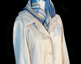 Vintage Totes Raincoat with Matching Scarf - Tan Hooded Mackintosh S/M