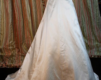 Vintage Seide Satin Elfenbein Brautrock Hochzeit Zweiteiler mit angenähtem Petticoat S XS