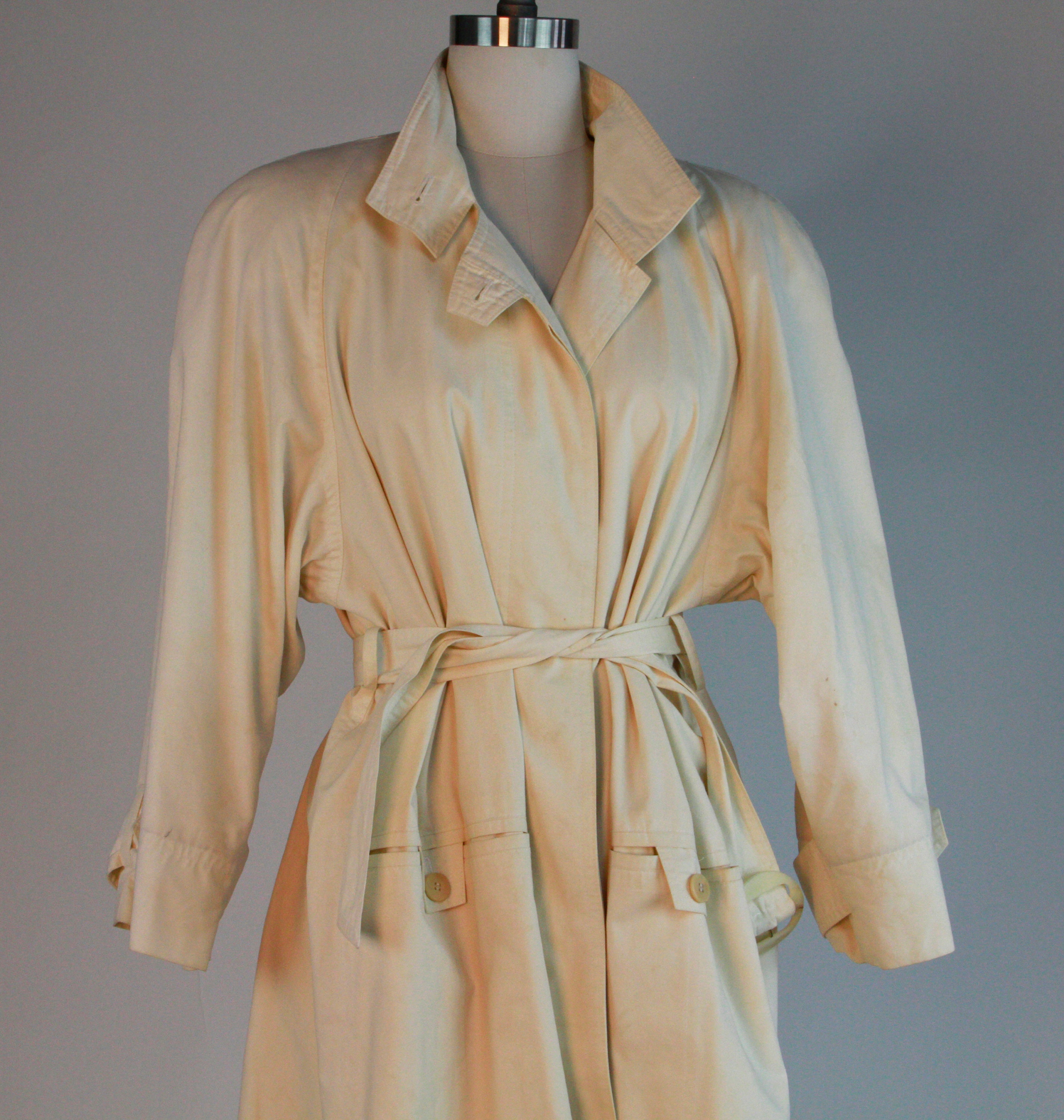 SALE! Vintage 80s Escada Cream White Belted Trench Coat