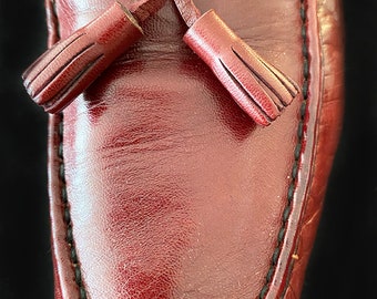 Vintage Mens Bally Oxblood Leather Tassel Loafers - Size 9N  display picture 3