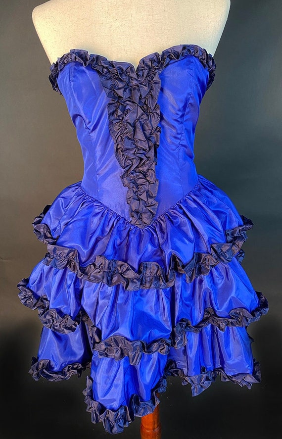 Vintage 90s Betsey Johnson Boutique Goth Black and Blue Pouf Tiered  Strapless Mini Cocktail Prom Taffeta Dress With Tags Size 4 XS - Etsy
