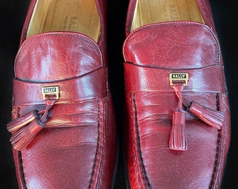 Vintage Bally France‎ Burgundy Leather Kiltie Loafers Men\'s Size 8 E Narrow Vintage Bally France Burgundy Leather Kiltie Loafers Men main image 2