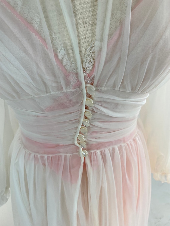 Vintage 60s White and Pink Nylon Bridal Lingerie … - image 3