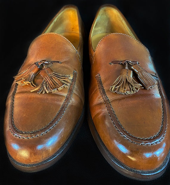 Vintage Johnson & Murphy Italian Leather Tassel Loafers  display picture 3