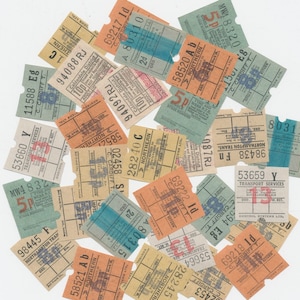 Retro U.K. Bus Tickets / England, Britain / Perfect in Collage, Artist Trading Cards, Scrapbooks, Junk Journals, Altered Books, Mixed Media image 5