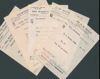 Typewritten Vintage Prescriptions 1940's - 1950's / Antique Medical Paper Ephemera / Doctor or Nurse Gift / Craft Material, Glue Book Supply