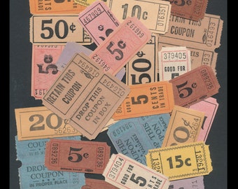 Vintage Original Admit One Tickets 30 Pieces / Junk Journal Supply, Collage Material, Artist Trading Card Embellishment, Scrapbooking Papers