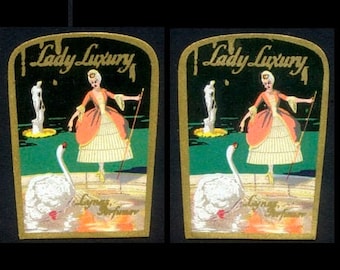 1920's Vintage Perfume Labels / Lady Luxury / Collectible, Collage, Arts and Crafts, Decoupage, Handmade Cards, Artist Trading Cards, ACEO