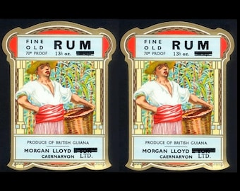 Gorgeous, Rare, Vintage Rum Labels / British Guiana / For Framing, Collage, Arts and Crafts, Junk Journalling, Mixed Media, Collections, ATC