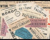 Early 1900 39 s Luggage Labels Vintage Paper Ephemera United Kingdom, Britain Antique Collage Art, Travel Theme Scrapbook, Junk Journal